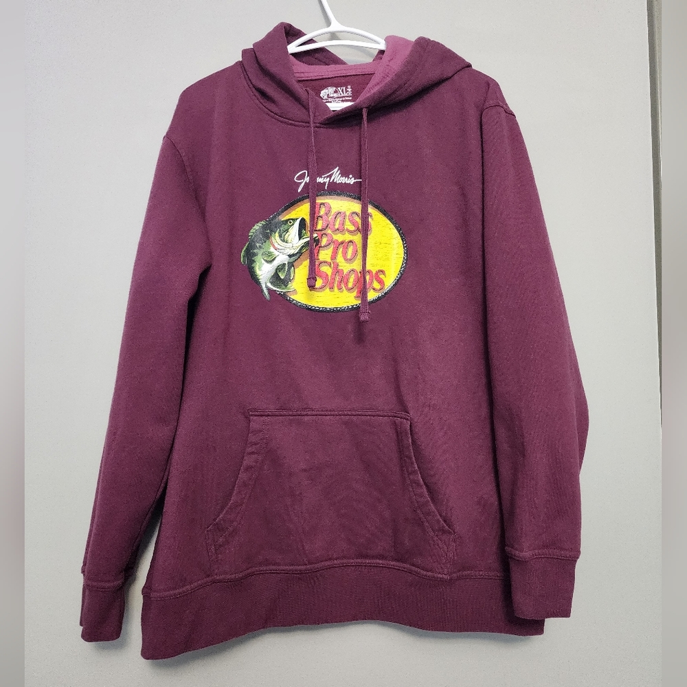 Bass Pro Shops Maroon Hooded Sweatshirt with Yellow Logo